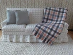Dollhouse Miniature Pink & Gray Bedspread/comforter/blanket/afghan Pillows. Fixed Price $8.50.