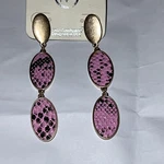 Gold Tone Snake Reptile Purple Lavendar Orchid Bright Bold Dangling Hanging Fun. Fixed Price $6.99.