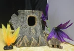 Terrarium Reptile Decoration Hollow Stump Tree Den Resin Plus Plastic Plants. Fixed Price $22.99.