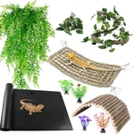 Bearded Dragon Tank Accessories, Reptile Mat Hammock Plants Bridge Jungle Climbe. Fixed Price $32.95.