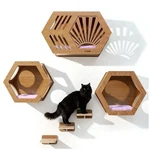 Oli Goods Modern Hexagonal Cat Wall Shelf System, 6-PIECE Wood Mounted C.... Fixed Price $123.03.
