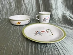 Fao Schwarz Jungle Animals Porcelain Baby Childs Toddler Dish Set Plate Cup Bowl. Fixed Price $35.00.