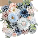 Artificial Flowers, Blue Silk Fake For Diy Wedding Bridal Bouquets, W.... Fixed Price $30.68.