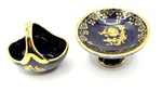 Limoges France Miniature Basket & Pedestal Dish Set Cobalt Blue Gold Gilt Minis. Fixed Price $19.95.